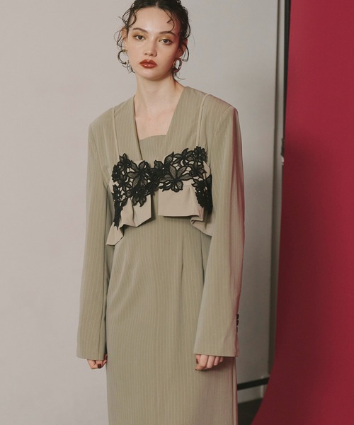 ピンストライプテーラードビスチェドレス / pinstripe tailored