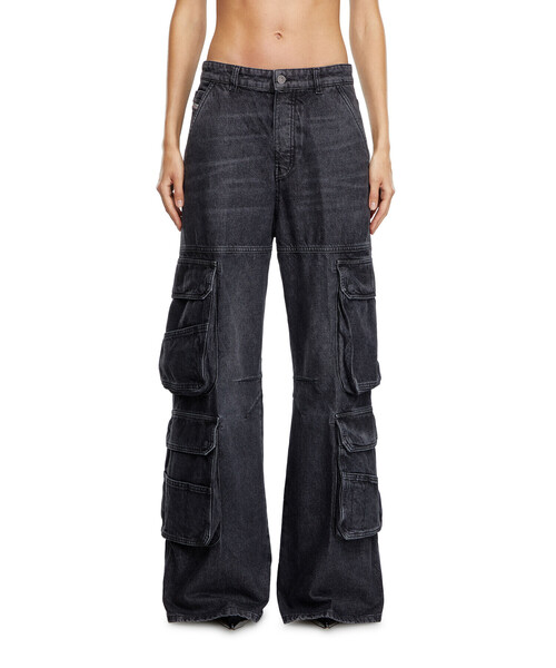 レディース デニム カーゴパンツ ルーズフィット（デニムパンツ