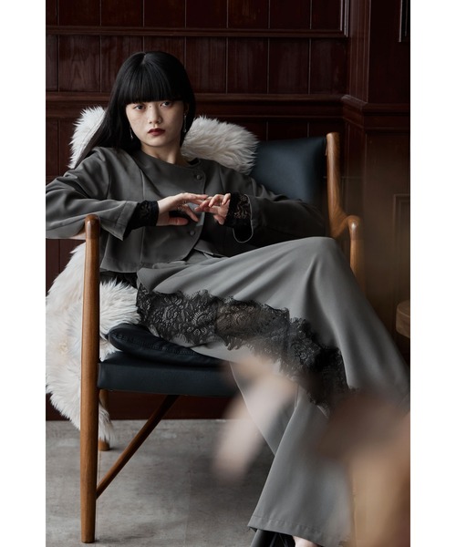 セットアップパンツドレス アシメデザインジャケット＆サイドレース