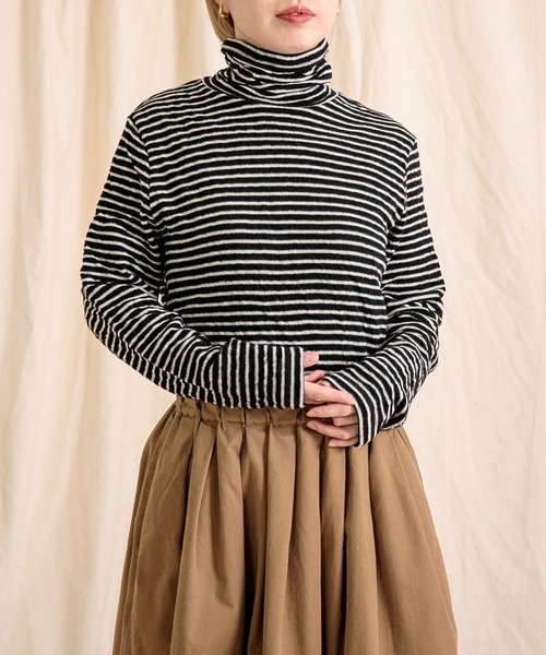 pritシェットランドウール5G天竺編み 2wayプルオーバーニット