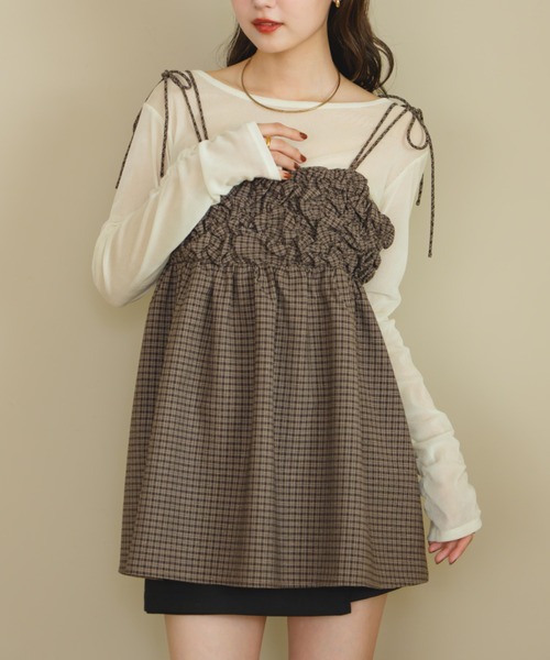 シャーリングデザインキャミチュニック（チュニック）｜hinari（ヒナリ