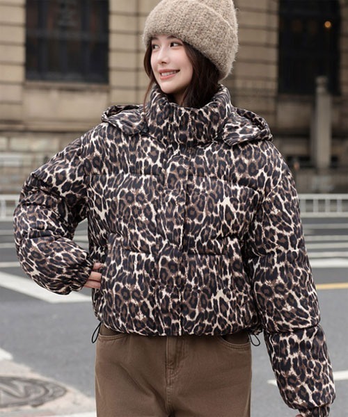 セール】【URGE:】レオパード ヒョウ柄 ダウンジャケット（ダウン