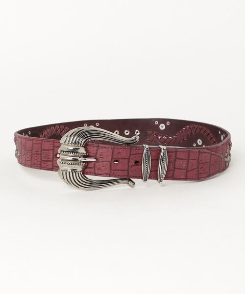 希少 美品 TORNADO MART クロコ ウエスタンベルト レザー スタッズ