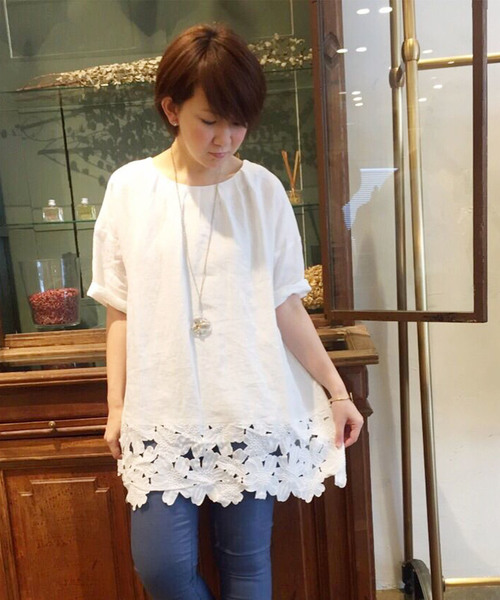 BEARDSLEY（ビアズリー）の「裾レースチュニック（シャツ/ブラウス