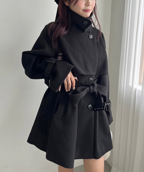 セール】2way/スタンドカラーミドルコート（チェスターコート）｜one