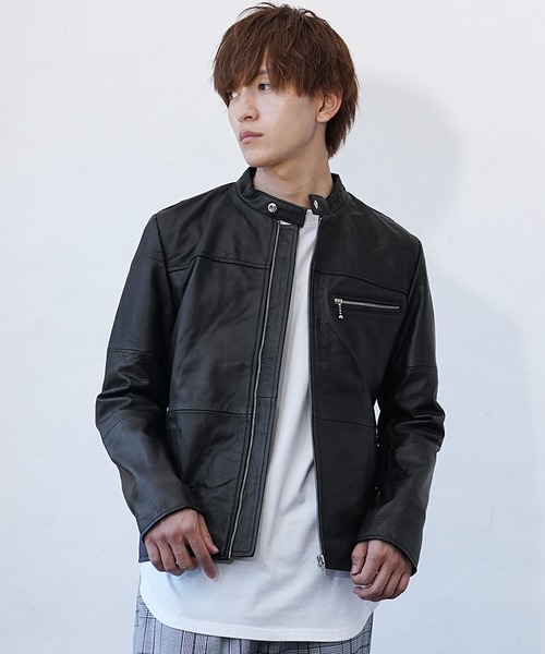 レザージャケット リサイクルレザー シングルライダース ジャケット 革