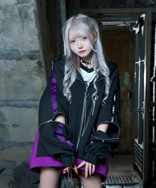 Amilige（アミリージュ）の「ドルマンスリーブジャージZIPパーカー