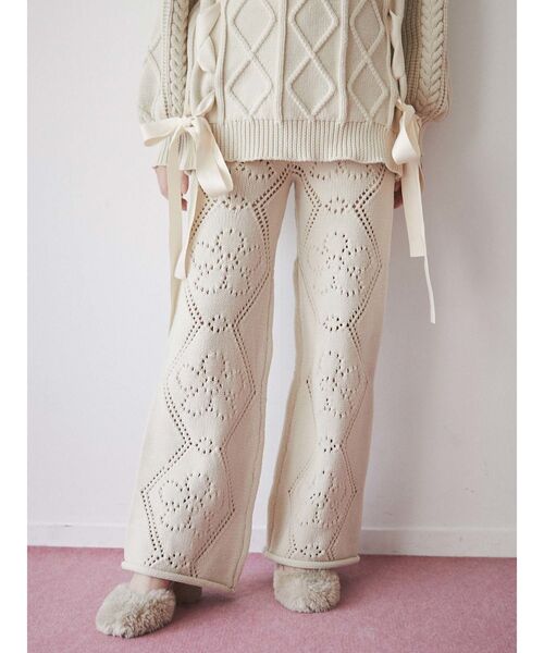 merry jenny（メリージェニー）の「flower knit pants（その他パンツ