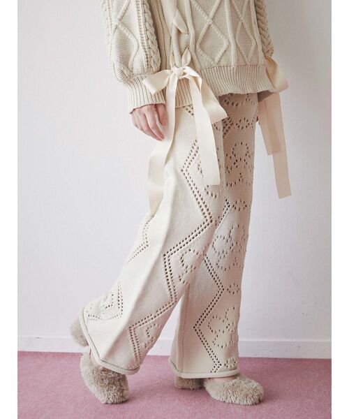 merry jenny（メリージェニー）の「flower knit pants（その他パンツ