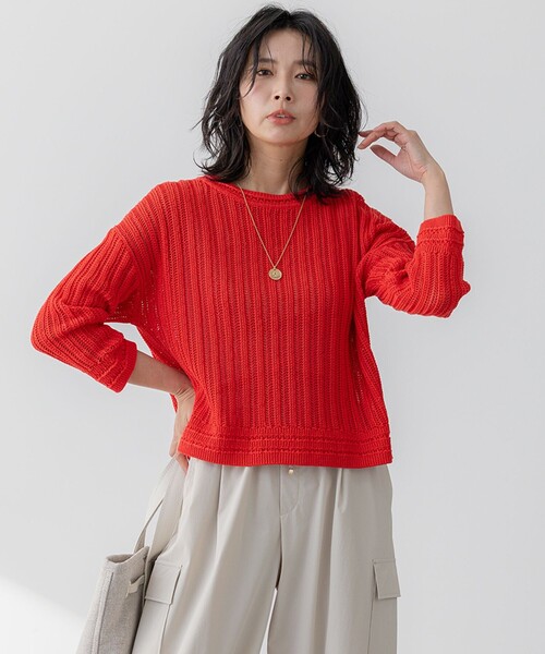 セール】【洗える】コットンギマ ストライプ ニット（ニット/セーター