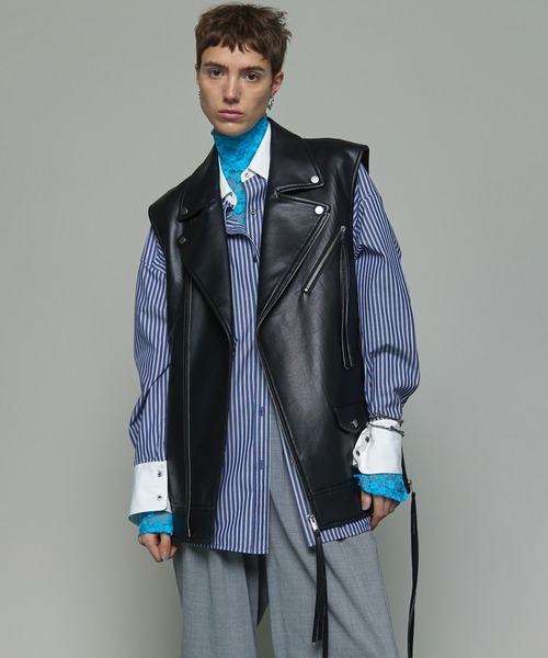 美品】メゾンスペシャル Vegan Leather Riders Gilet