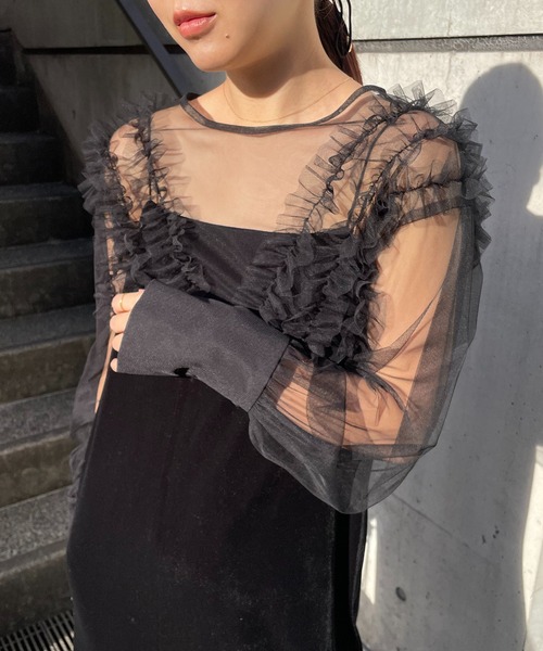 セール】【オケージョン】【サイズ展開あり】チュールフリルベロア