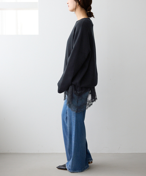 WEB限定/追加6》レースコンビカットソー（Tシャツ/カットソー）｜SLOBE