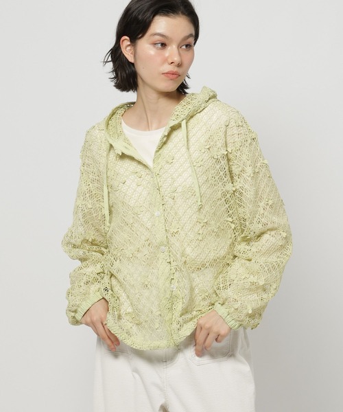 セール】3Dフラワーメッシュフーディー（パーカー）｜niko and