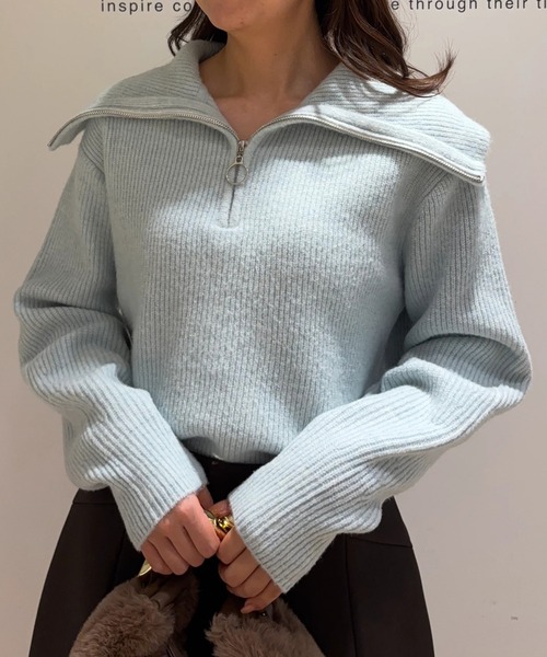 セール】ビッグカラーハーフZIPニット（ニット/セーター