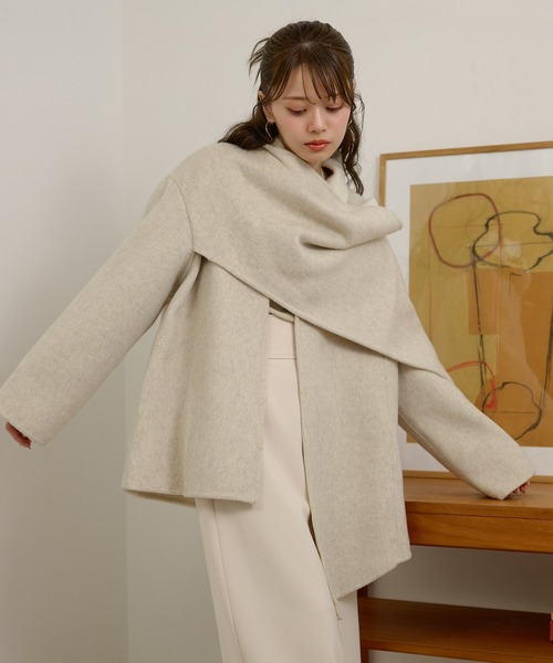cotton wool stole docking coat /コットンウールストールドッキング