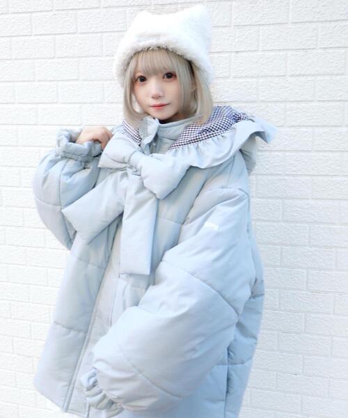 Whinny（ホワイニー）の「Whinny/爆リボンわたあめアウター（ダウン