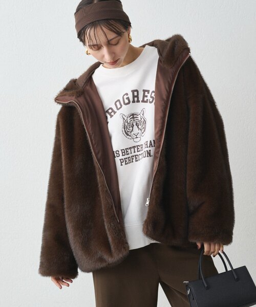 セール】フードフェイクファーブルゾン（ブルゾン）｜LOUNGEDRESS