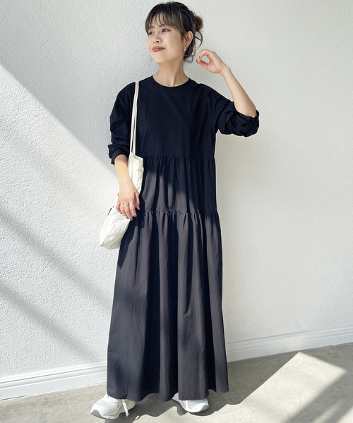 セール】コットンツイルティアードワンピース（ワンピース）｜Spick