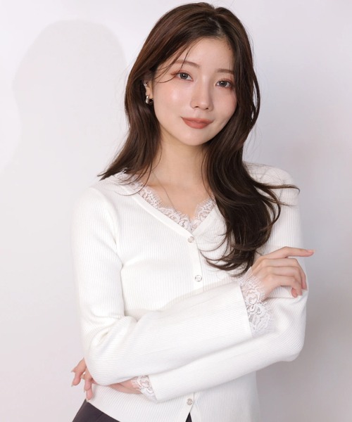 レーストリム2WAYカーデプルオーバー（ニット/セーター