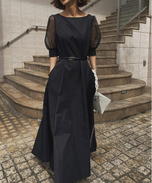 Ameri（アメリ）の「SHEER PUFF SLEEVE DRESS（ワンピース）」 - WEAR