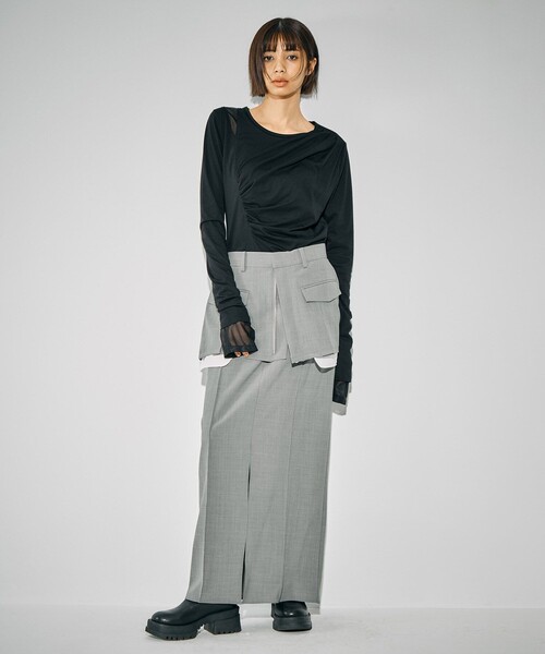 セール】スラッシュレイヤーT｜ウォッシャブル/レイヤードトップス