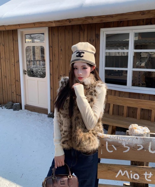 セール】ヒョウ柄ファーベスト（ベスト）｜FUNdaysion（ファンデ