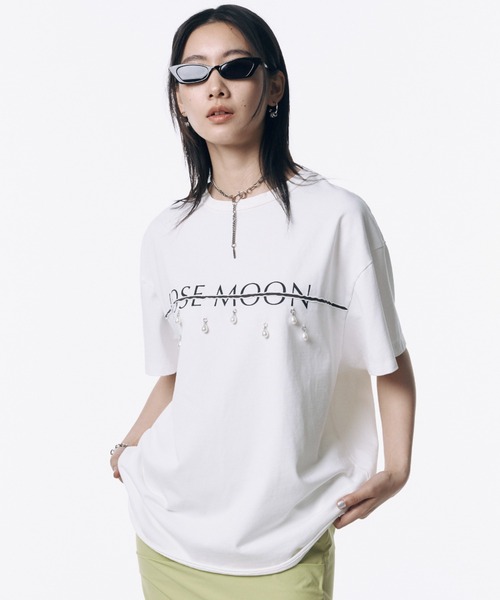 JOSEMOON LOGO OVER TSHIRT with PEARL/ジョゼムーンロゴオーバーT