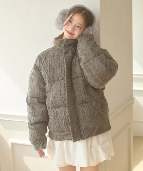 セール】volume knit padded jacket / ボリュームニットナカワタ
