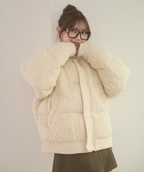 セール】volume knit padded jacket / ボリュームニットナカワタ