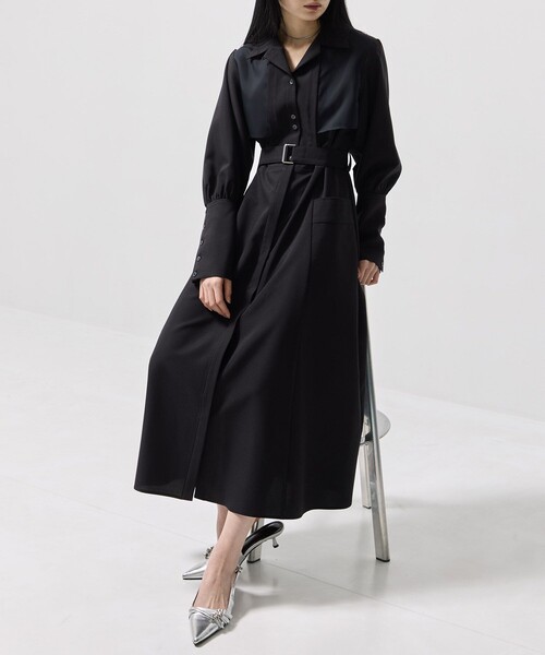 残りわずか！】オープンカラーシャツワンピース｜ウォッシャブル/シワ