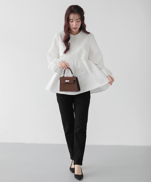 ジャガードレース襟ペプラムトップス（その他トップス）｜Fit more