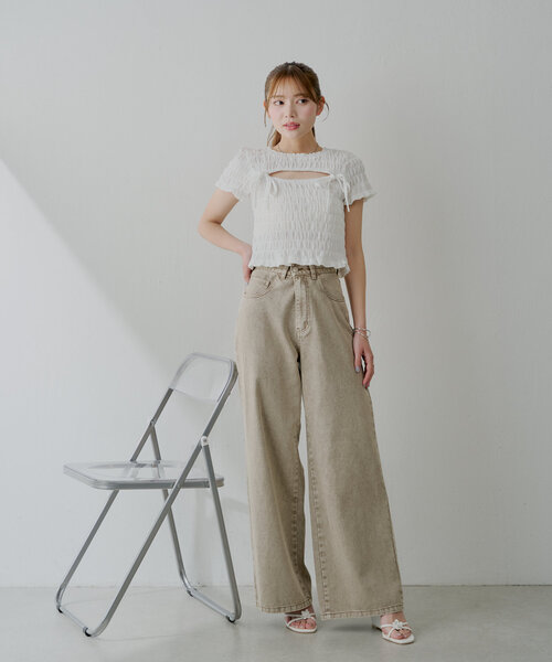 ポケットレースワイドデニム（デニムパンツ）｜Chico（チコ）の