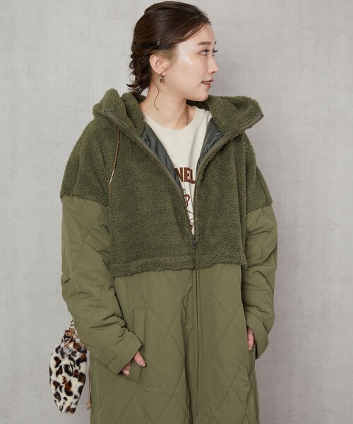 Super Beauty フリースキルティングロングコート Super Beauty