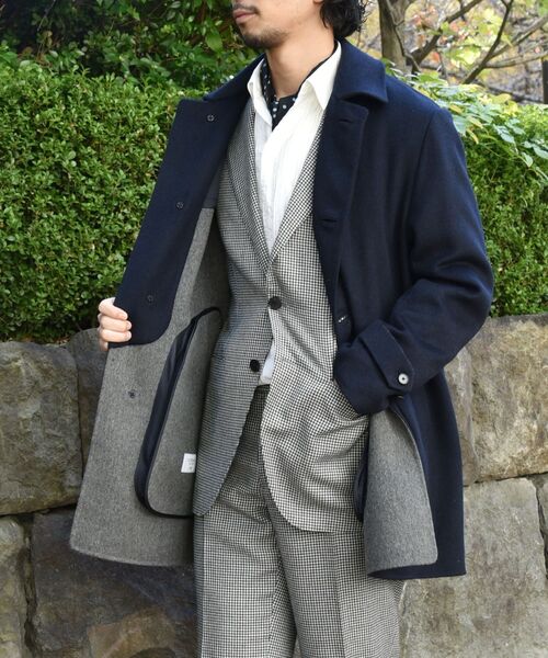 SHIPS（シップス）の「SD: ダブルフェイス ネイビー ソリッド カー