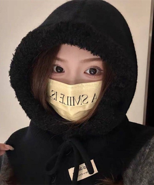 セール】ニット ボア バラクラバ フード（ニットキャップ/ビーニー