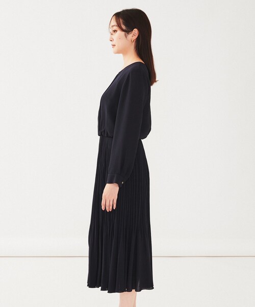 セール】【通勤】ジョーゼット プリーツワンピース（ワンピース