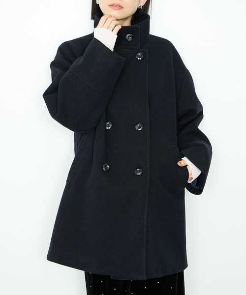 セール】Idnes スタンドカラー 3WAY ダブルボタン ミドルコート