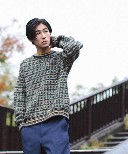 BEAMS（ビームス）の「BEAMS / マルチ ジャカード クルーネック ニット