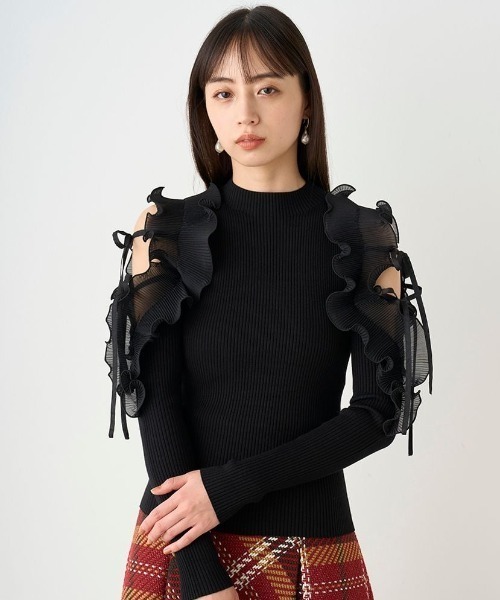 SNIDEL（スナイデル）の「プリーツフリルドッキングニットプルオーバー