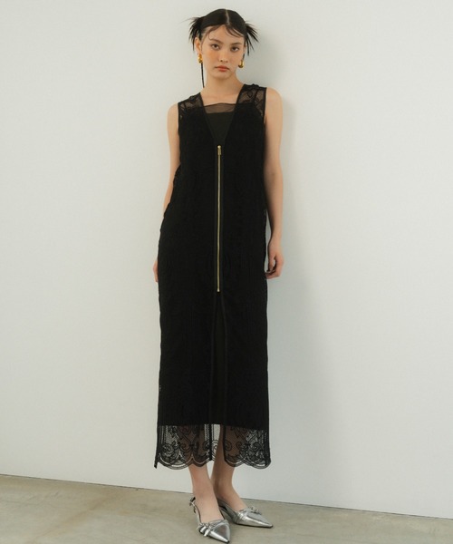 ケミカルレースジッパードレス / chemical lace zipper dress（ドレス
