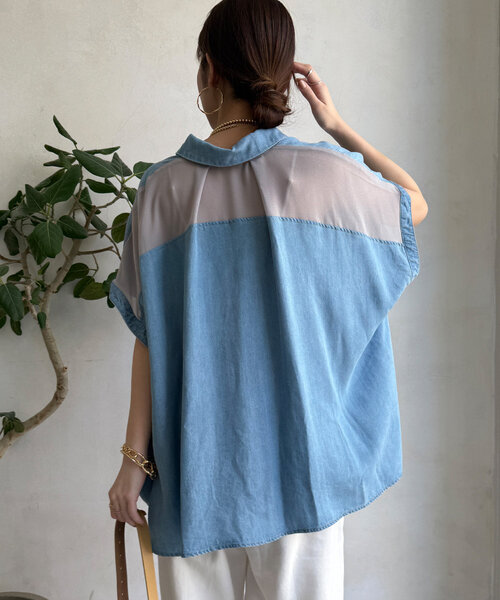 DouDou（ドゥドゥ）の「リヨセルデニムバック切替シャツ（シャツ
