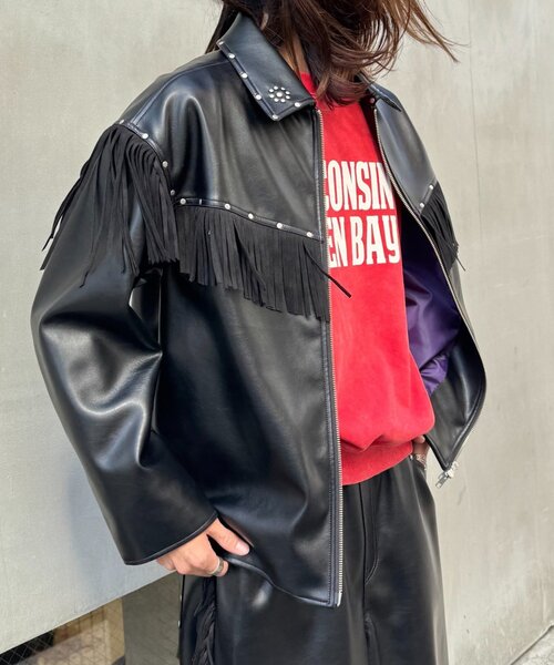 セール】【SOUNDS GOOOOD】フリンジレザーライダースJKT（ライダース