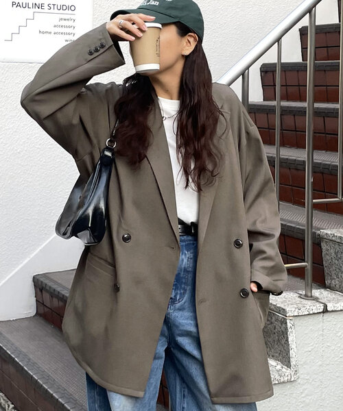 WEB限定/ユニセックス】Wブレストオーバージャケット（テーラード