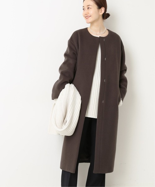 IENA（イエナ）の「ダブルビーバーノーカラーロングコート◇（その他