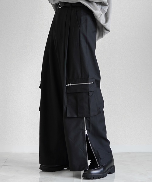 welise×翔】モードギミックワイドカーゴパンツ/ドレープTR/12oz