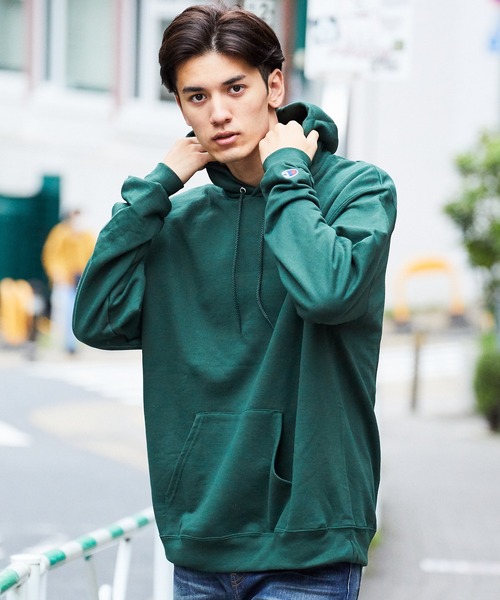 セール】Champion HOODED オーバーサイズ プルオーバーパーカー