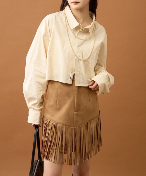 vintage】スウェードフリンジスカート【Jantique】 vintage