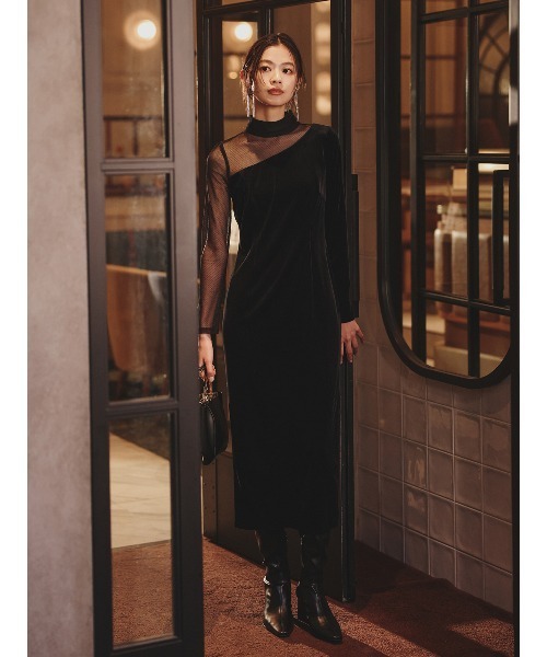 シアーコンビタイトワンピース（ワンピース）｜anuans（アニュアンス