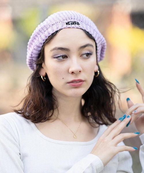X-girl（エックスガール）の「RIB KNIT BERET（ハンチング/ベレー帽